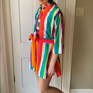 Vintage rainbow stripe shirt dress